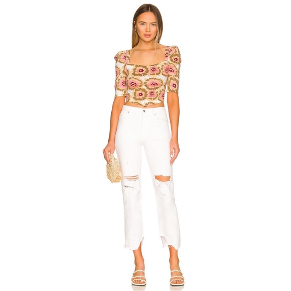 Free People We The Free size 25 Tapered Baggy Boyfriend Jeans Chalk White Denim - Picture 4 of 14